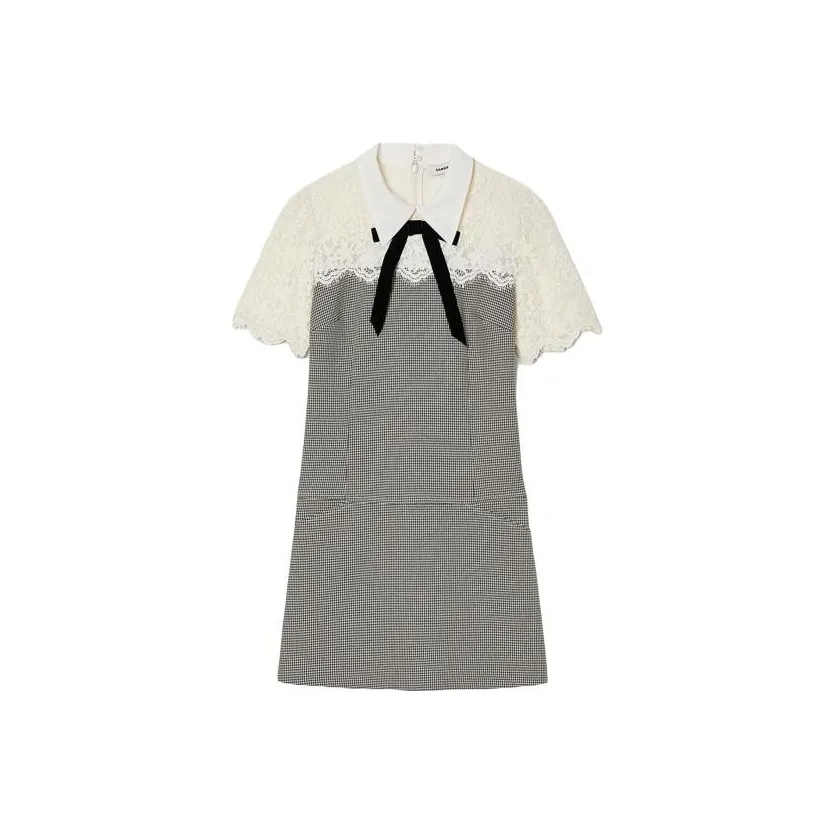 Sandro Short Sleeved Dress Women's Black White