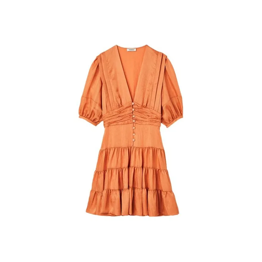 Sandro Pre owned Puff sleeved Tiered Dress