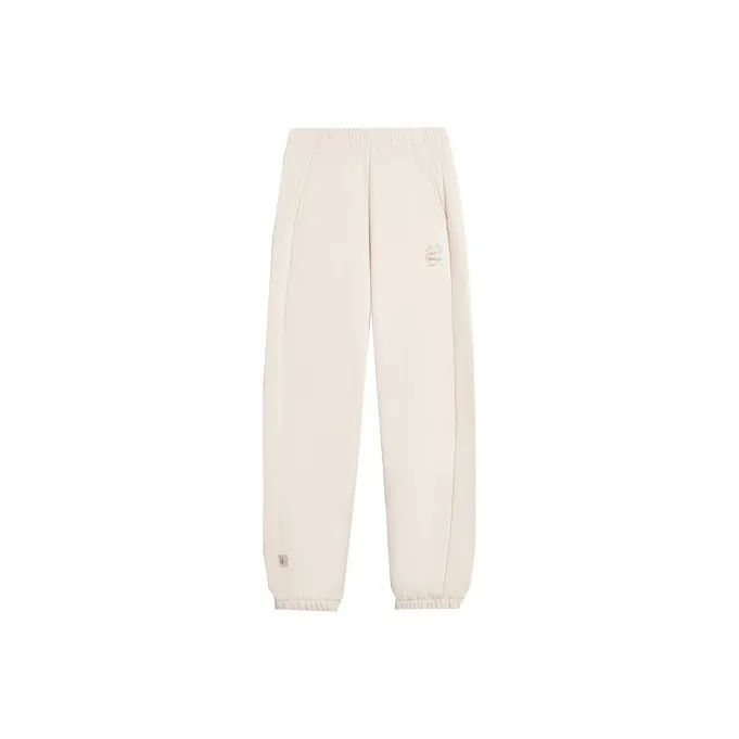 LINING Sports Fashion Collection Вязаные тренировочные штаны женские цвет лебедино-белый