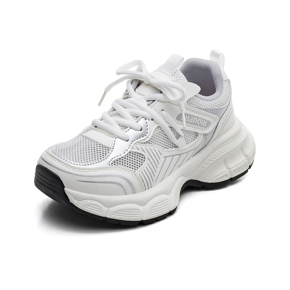 HUANQIU Cushioning Support Height Increasing Low Top Chunky Sneakers Women's White