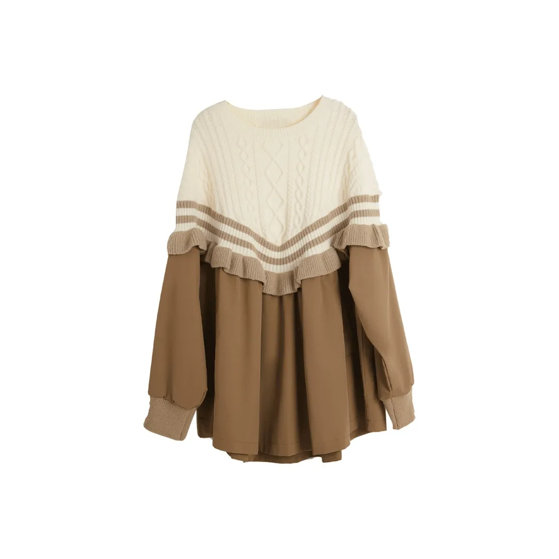 Olrain Long Sleeved Dresses Women's Khaki