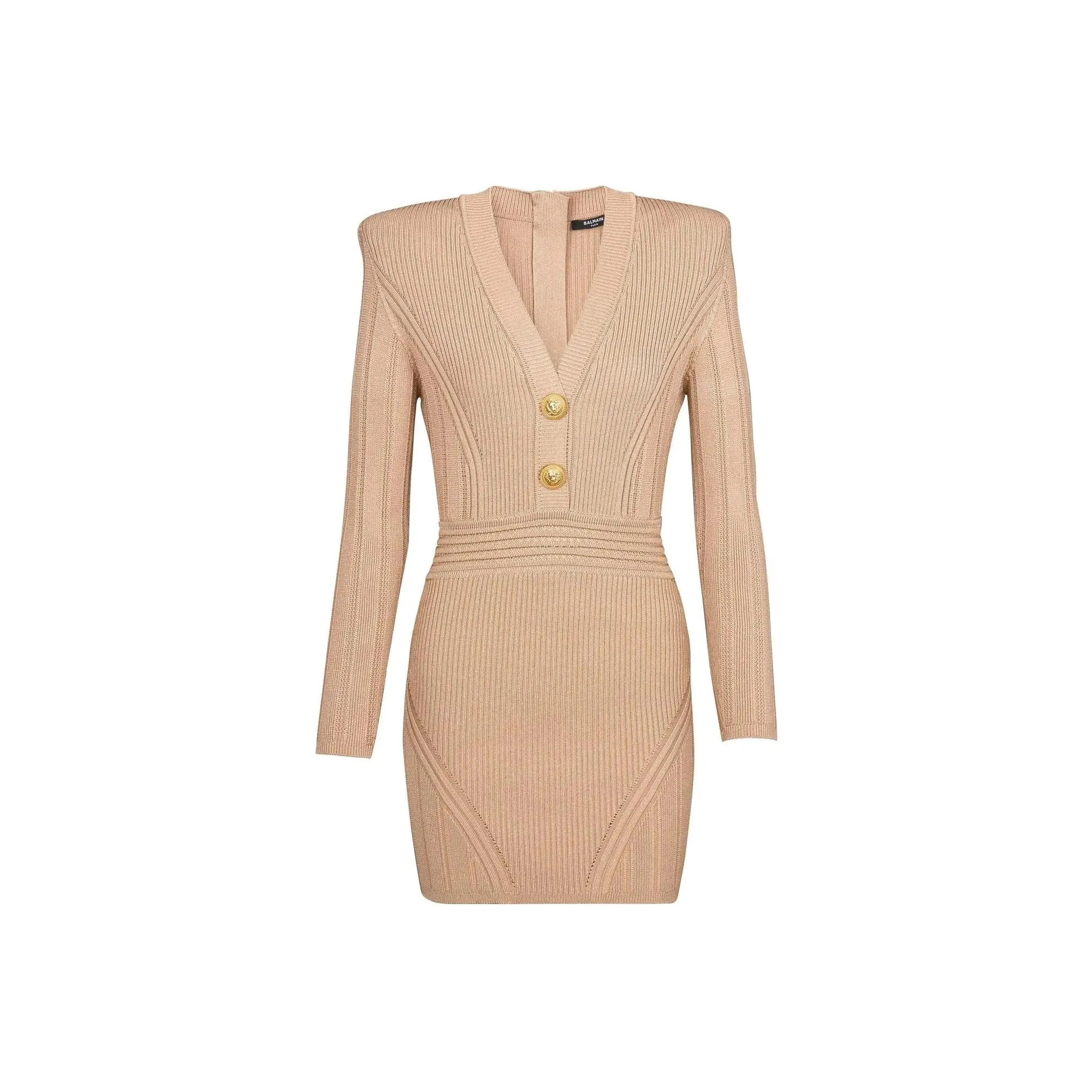 BALMAIN V-Neck Long Sleeved Mini Dress