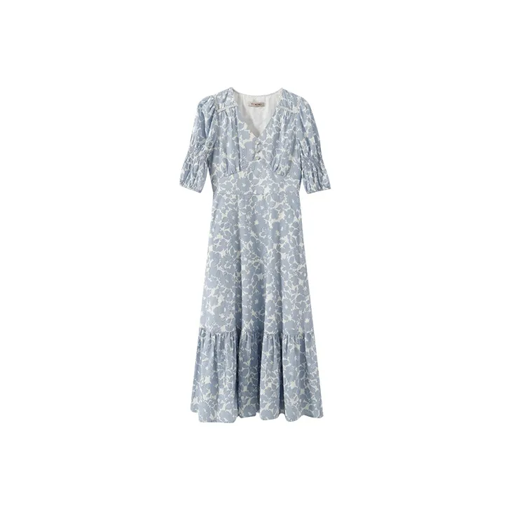 YUMOMO STAR Short Sleeved Dresses Women's Ice Sea Blue