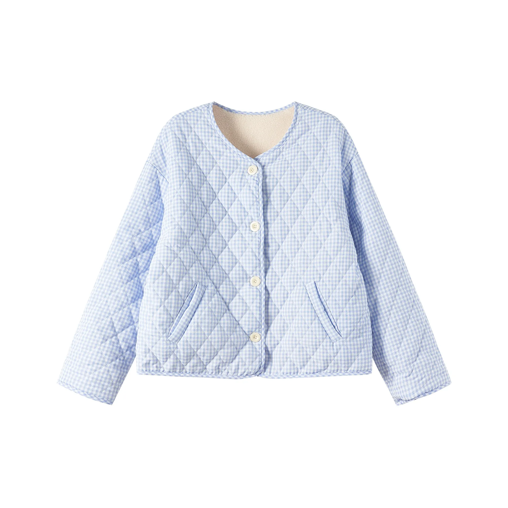 XUANSHU Хлопковый пуховик женский кремово-синий