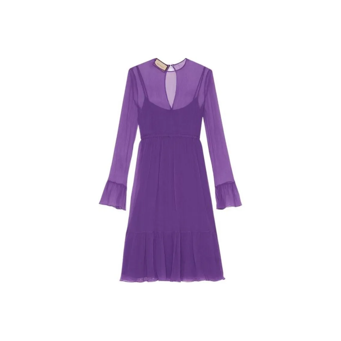 GUCCI SS23 Длинное платье с длинными рукавами женское фиолетовое