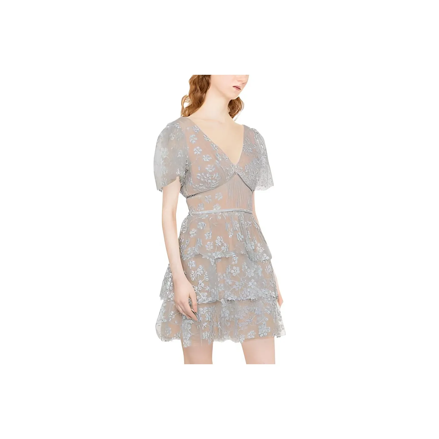 Self-portrait Floral-embroidered Tulle Dress