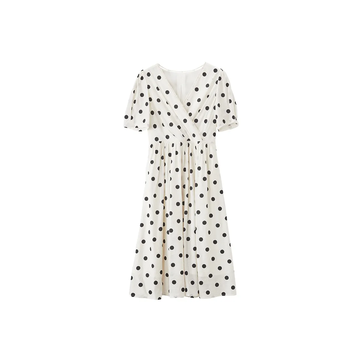 XIANGYING Short Sleeved Dress Women's Beige