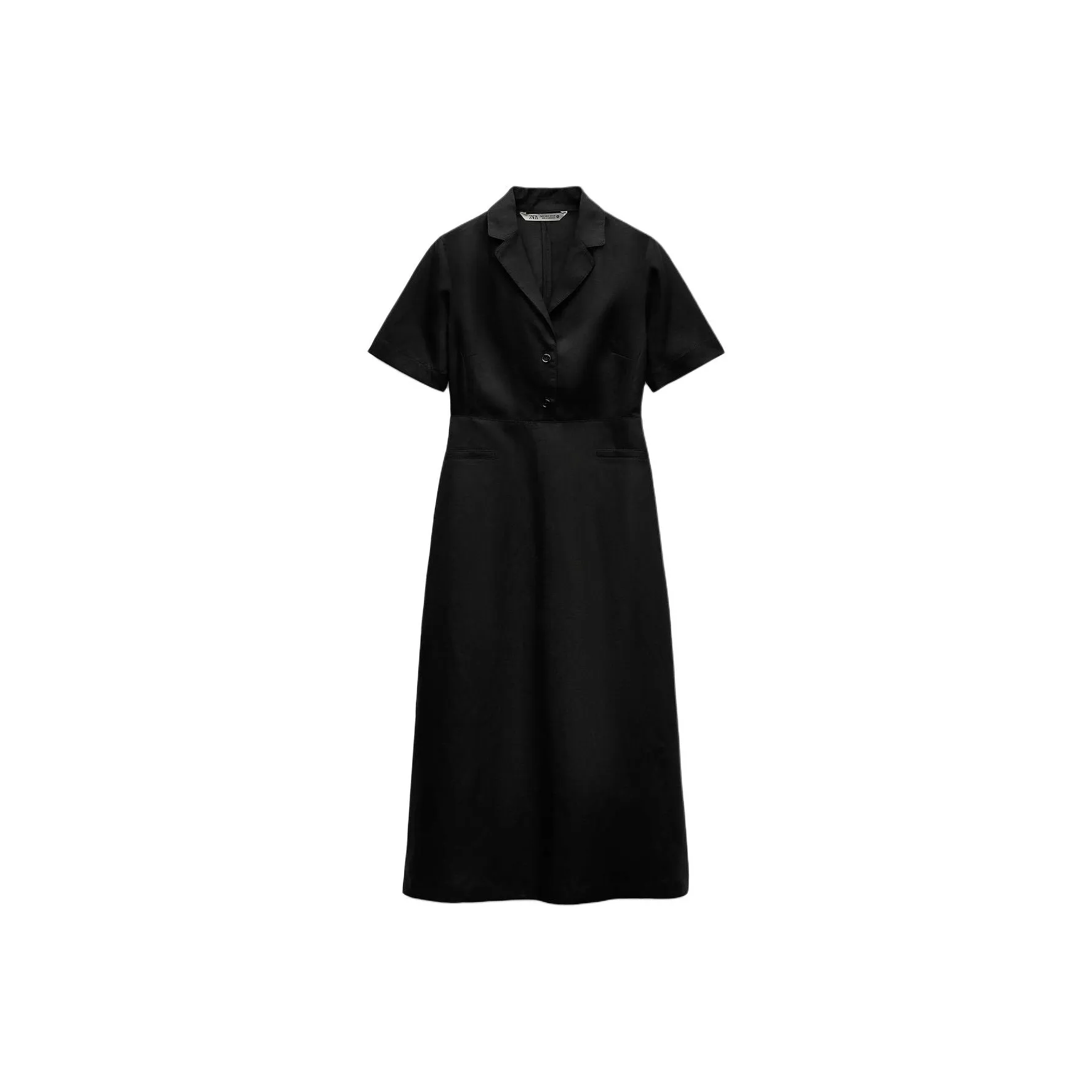 ZARA ZW Series Короткий рукав Платье Женское Черное