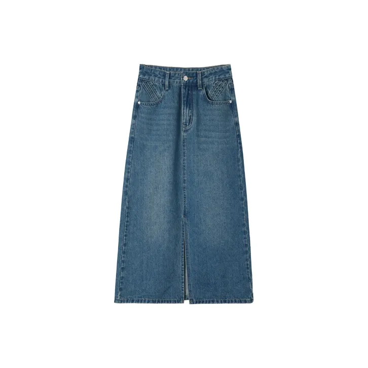 HIPPIEMISS Denim Long Skirt Women's Vintage Blue HIPPIEMISS Деним Длинная Юбка Женская Винтажный Синий