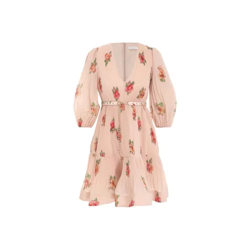 Zimmermann Розовые Женские Платья с Коротким Рукавом