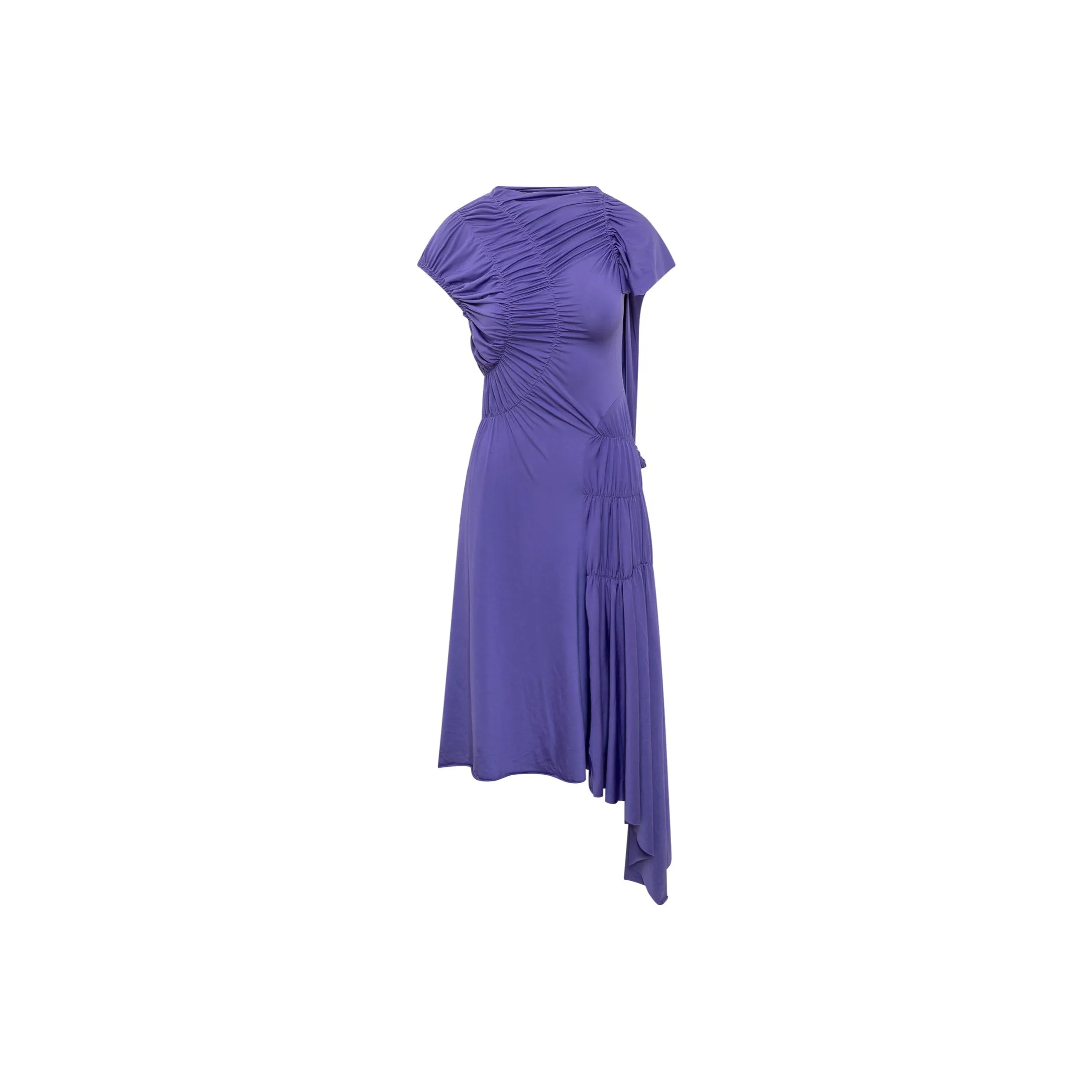 Victoria Beckham Ruched Asymmetric Hem Midi Dress