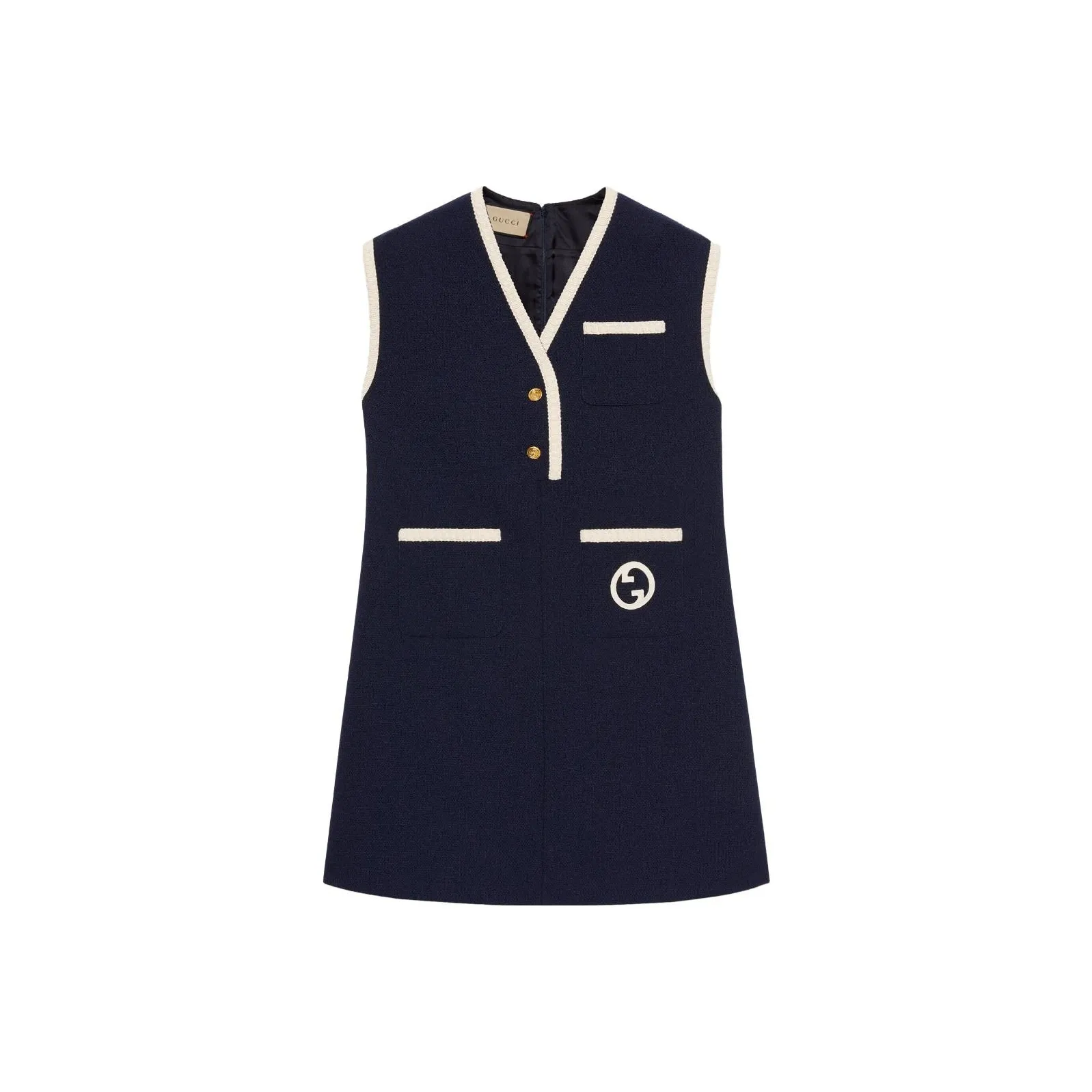 GUCCI Sleeveless Dress Women's Dark Blue