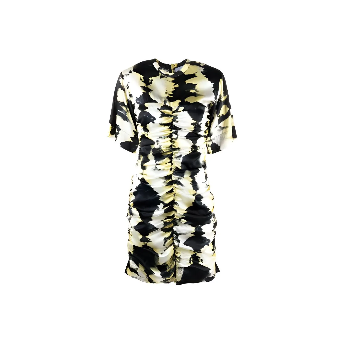 GANNI Желтое Женское Короткое Платье с Рукавами