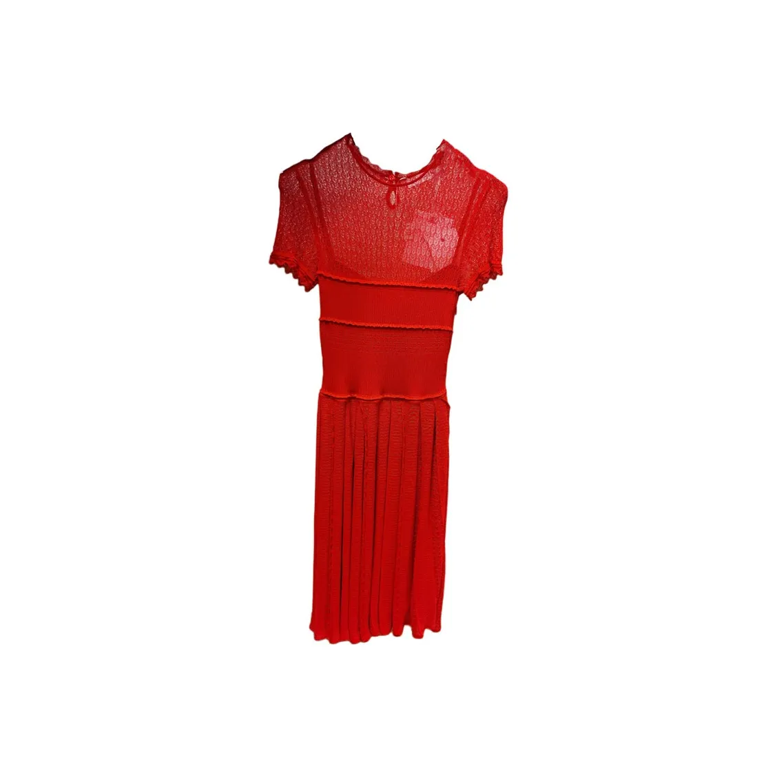 DIOR Short Sleeved Dress Women's Red