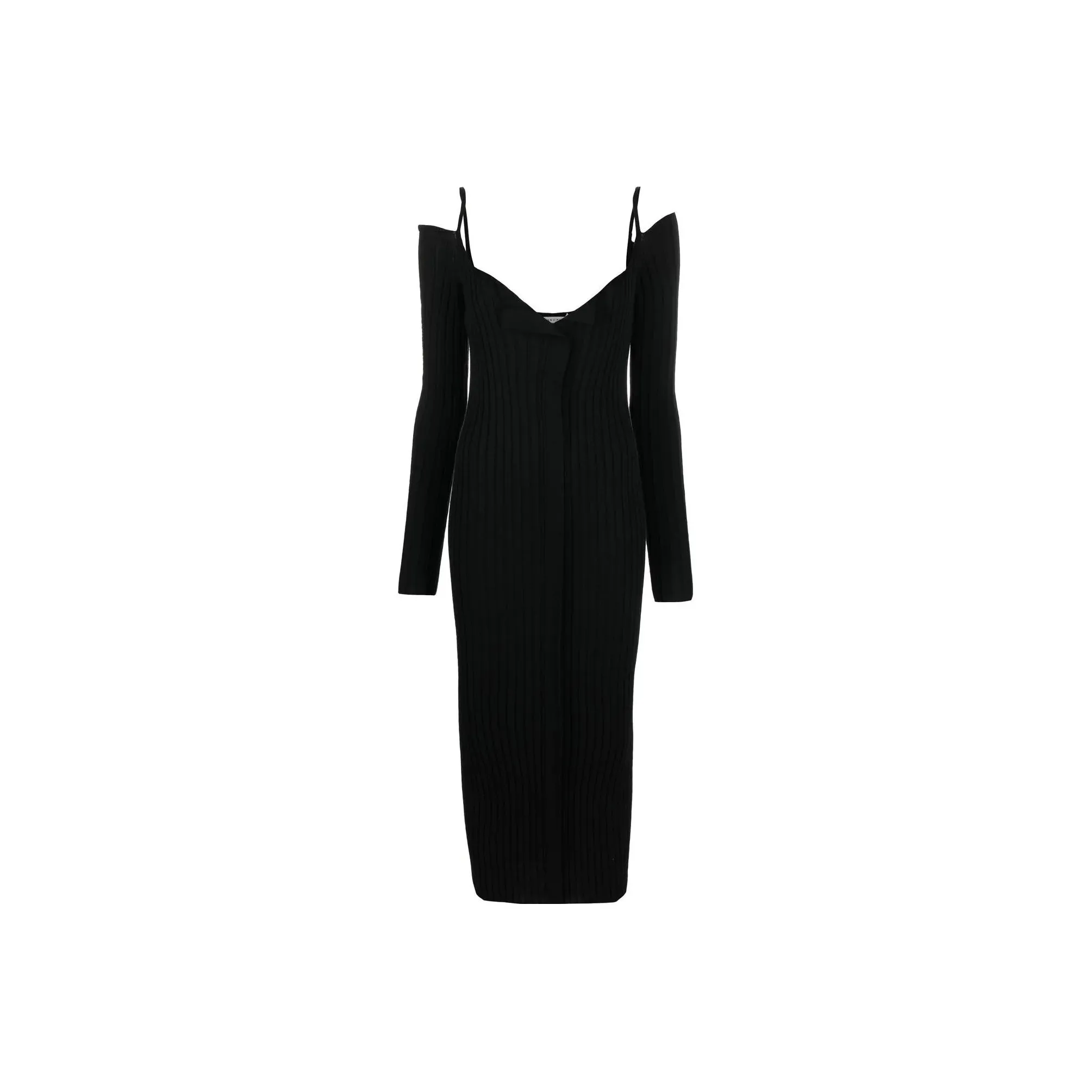 sostellaire Square Acetate Sunglasses Womens Black Down Shoulder Ribbed Midi Dress