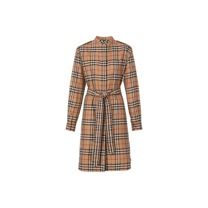 Burberry Long Sleeved Dresses Women's Light Umber