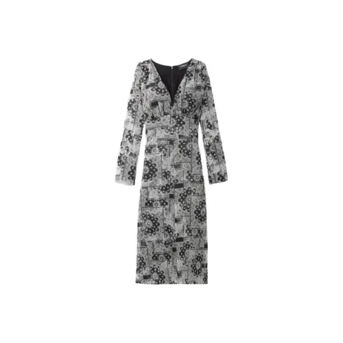 THE KOOPLES Черное Женское Длинное Платье с Рукавами