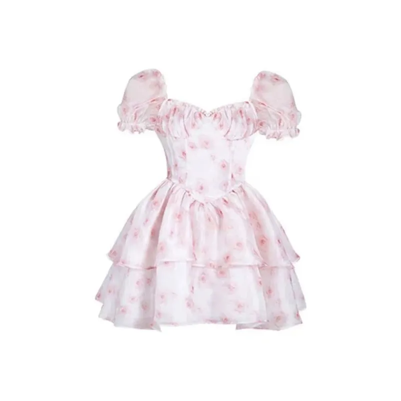 COSYISM Короткий рукав платье женское розовое