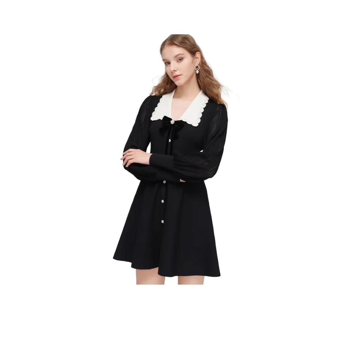 JORYAweekend Длинное платье с длинными рукавами женское черное