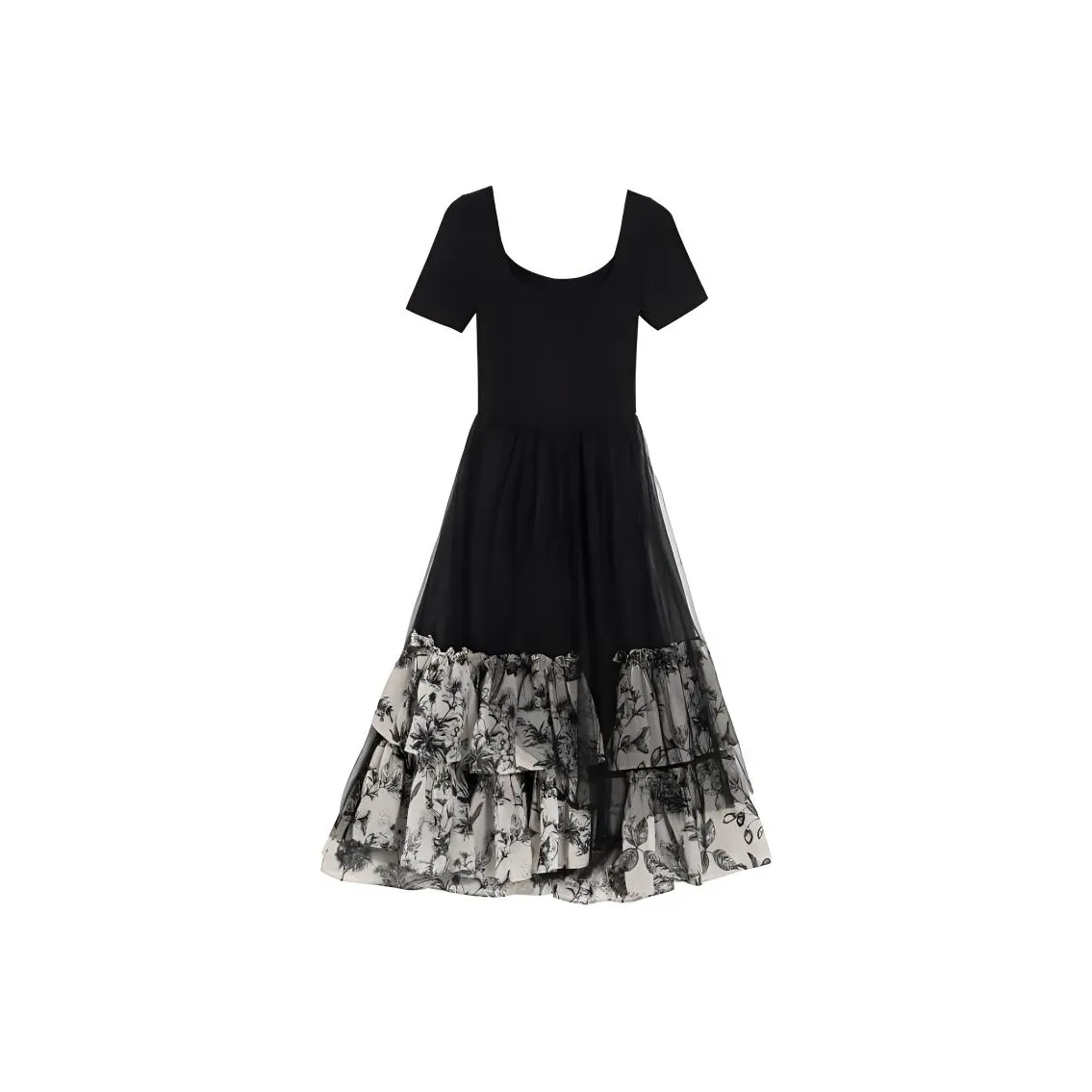 DEAR DEER PUFF Короткий рукав Платье Женское Черное