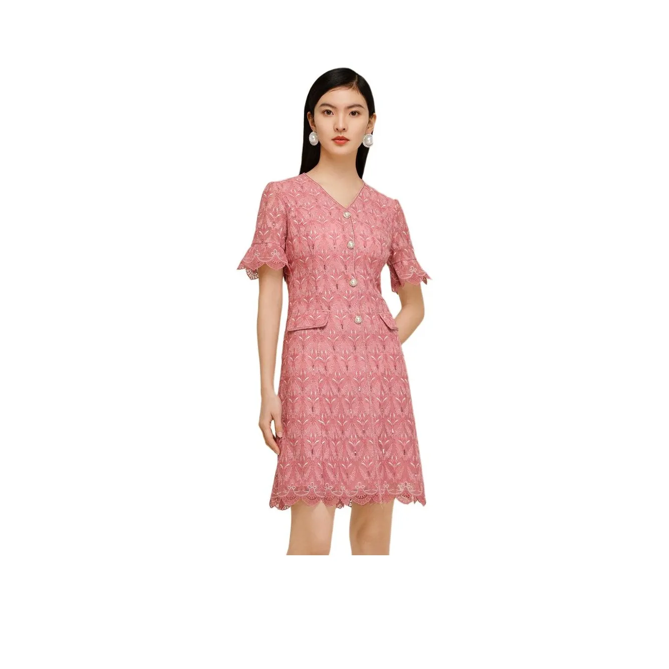 JZ. ANNAKRO Short Sleeved Dress Women's Blossom Pink Red