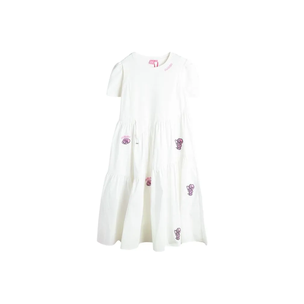 LALABOBO Короткое платье с короткими рукавами женское натуральный белый