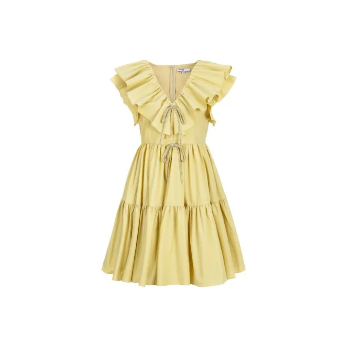 AIVEI Short Sleeved Dress Women's Yellow