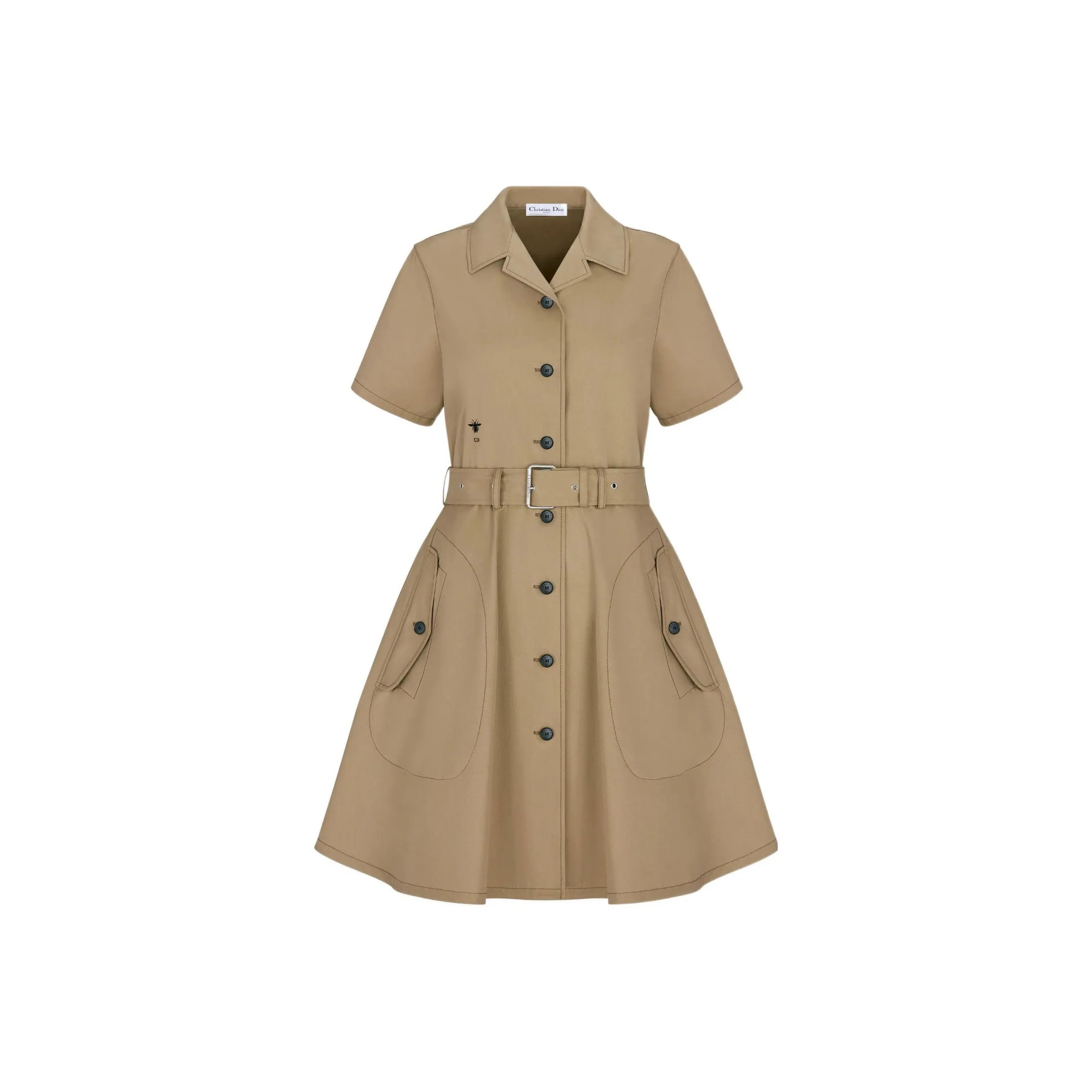 DIOR FW22 Short Sleeved Dress Women's Khaki
