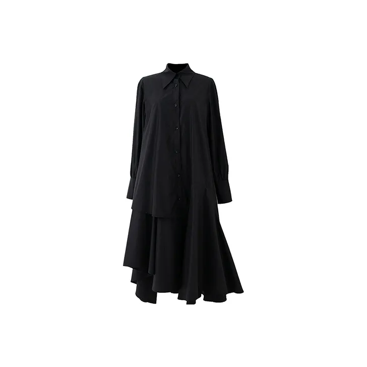 SOON FLOWER Long Sleeved Dresses Women's Black