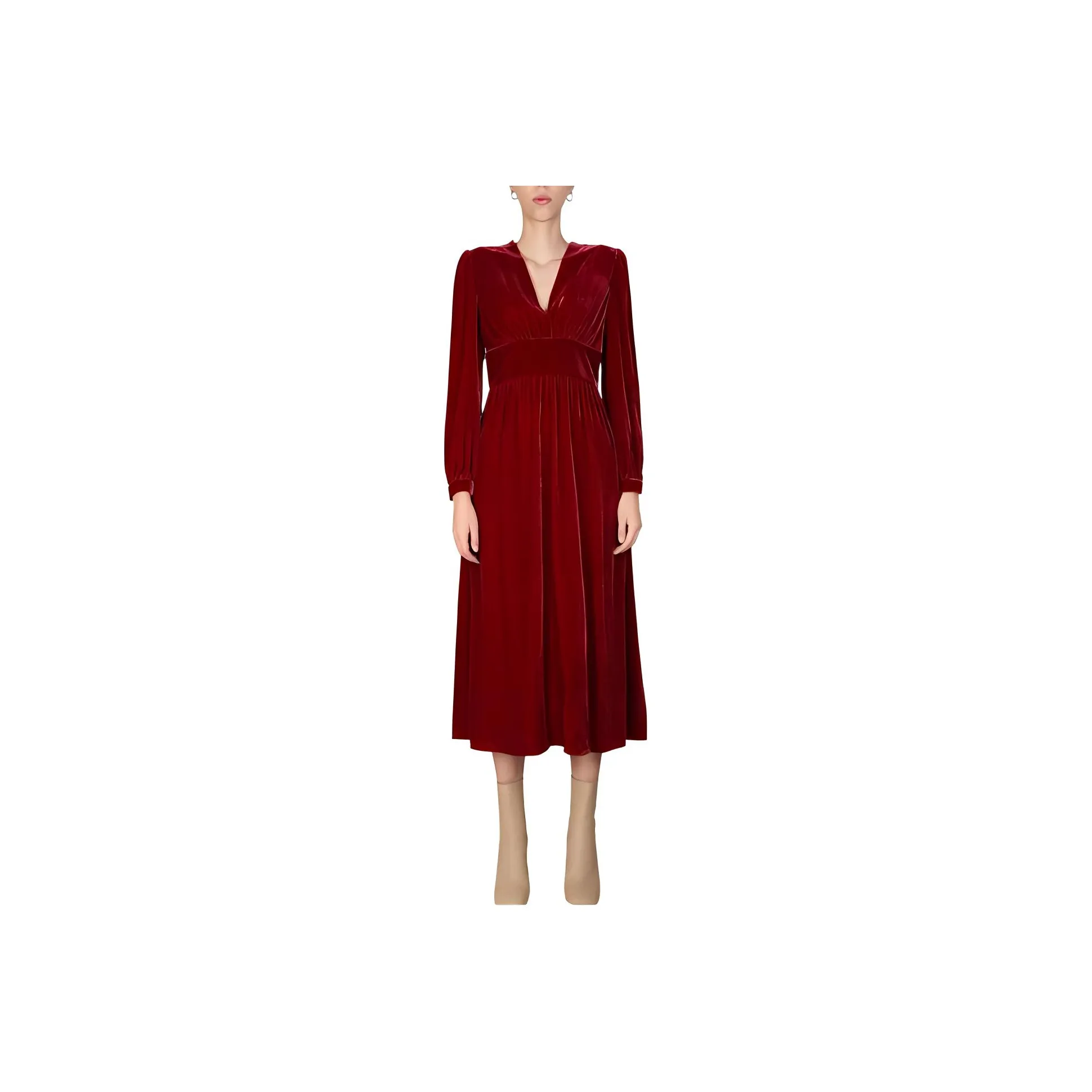 Boutique MOSCHINO V neck Velvet Midi Dress