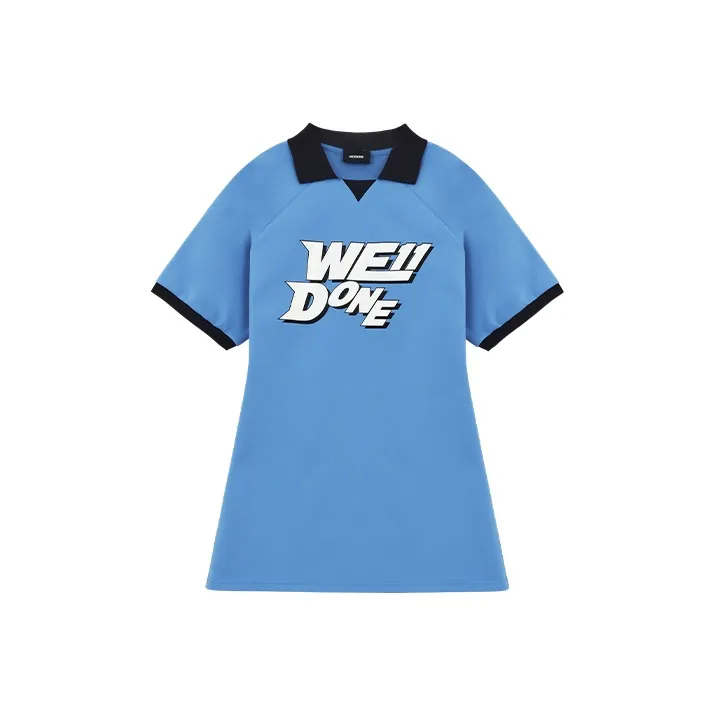 WE11DONE Short Sleeved Dresses Women's Blue