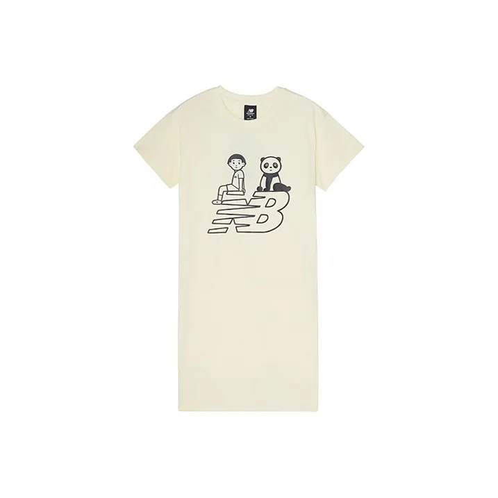 New Balance Noritake Collection Short Sleeved Dress Asian Version Women's Ivory White