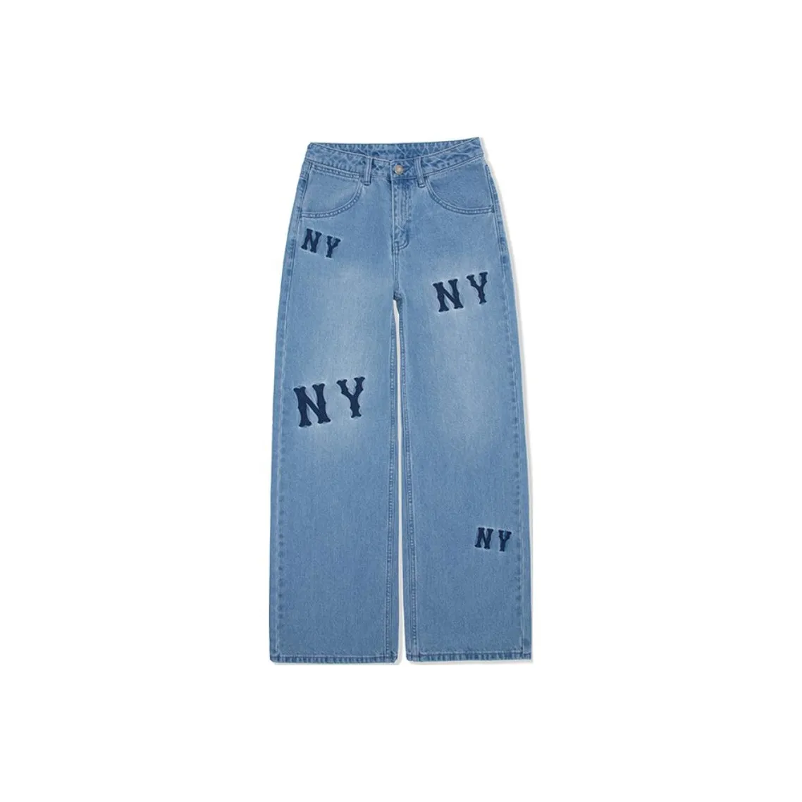 Mlb Base Logo New York Yankees Old Flower Джинсы Женские Светло-Синий