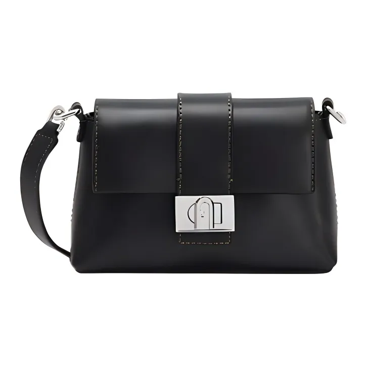 Furla Коровья кожа Квадратная сумка Сумка через плечо Большая Женская Черная