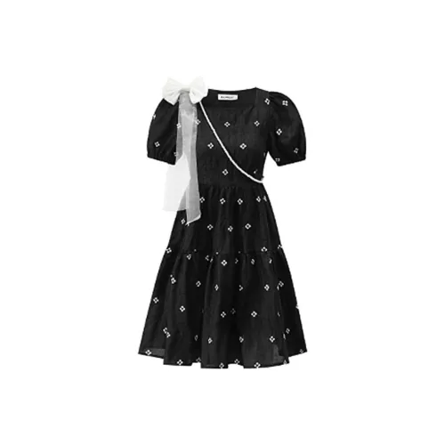 MacyMccoy Black Женские Короткие Платья с Рукавами