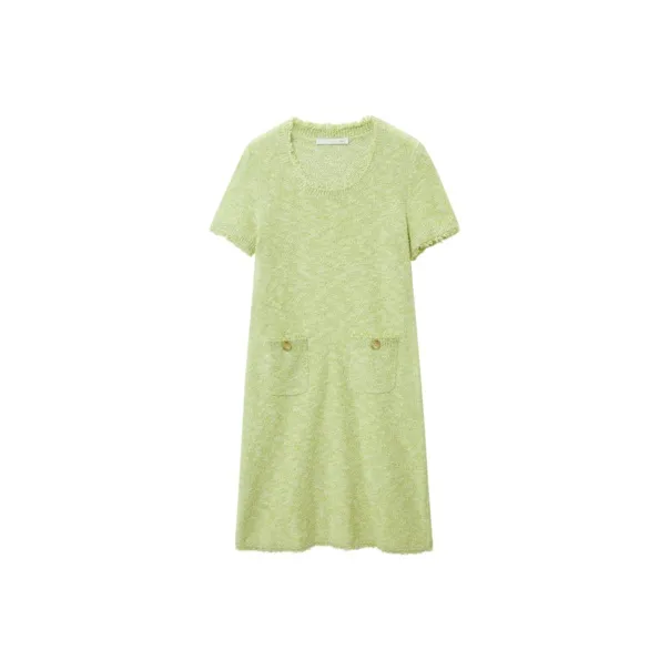 OVV Светло-зеленый Однотонный 04 Женские Короткие Платья с Рукавами