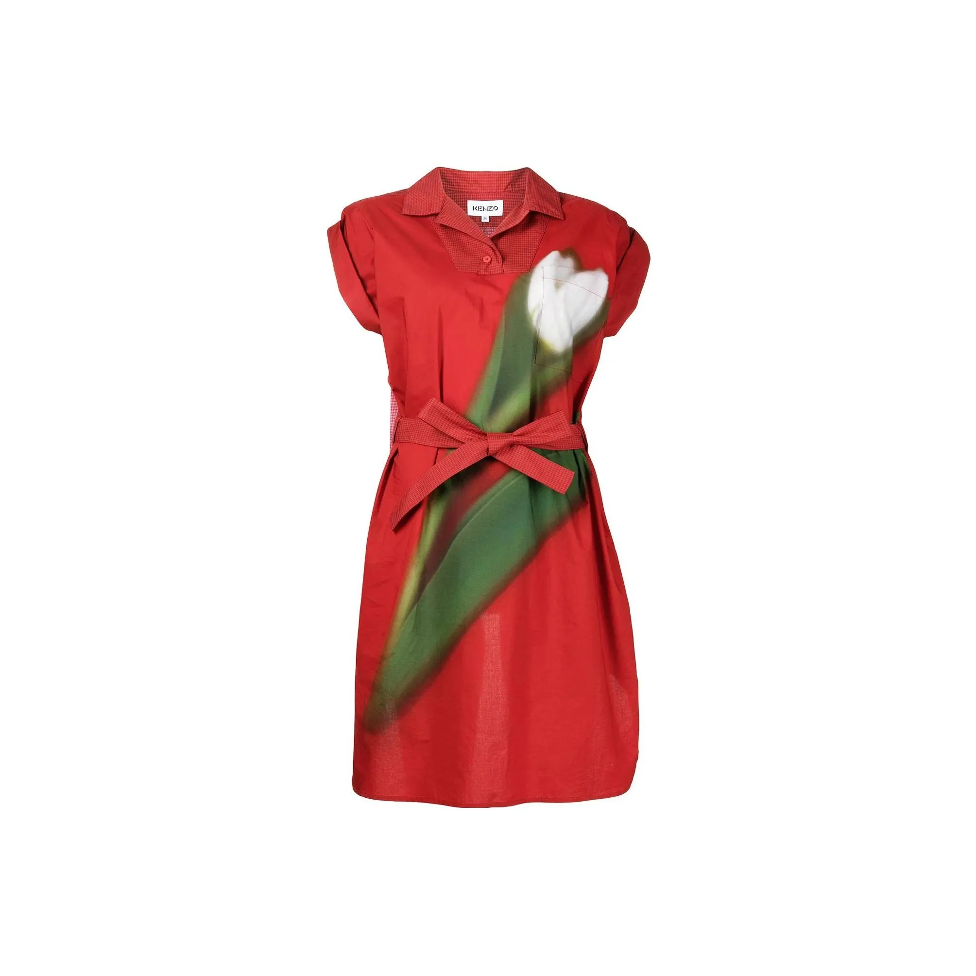 KENZO SS22 Короткий рукав Платье Женское Красное