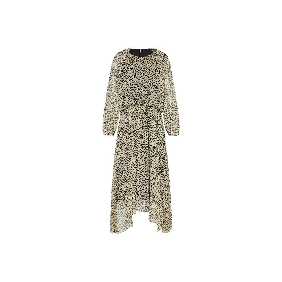 MOCO Long Sleeved Dress Women's Brown Apricot Leopard Print