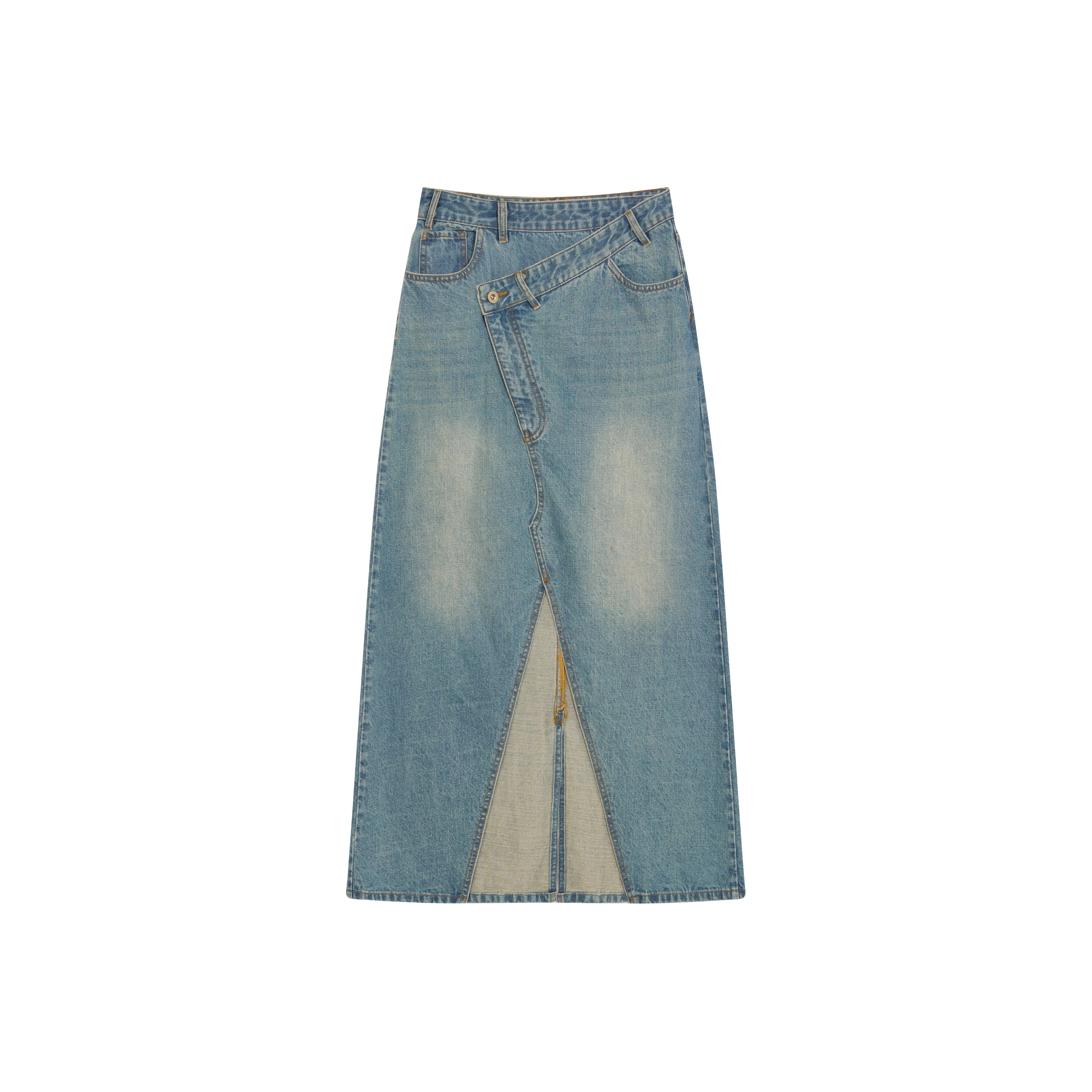 RUNTOTHEFUTURE Denim Long Skirts Women's Vintage Denim Blue