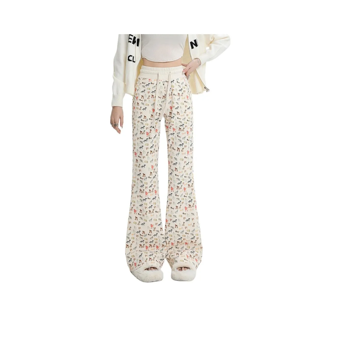 Kazakhstan Повседневные брюки Женские Бежево-желтый Щенок