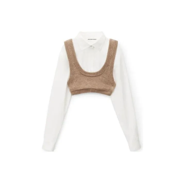 Alexander Wang Layered Poplin Crop Top