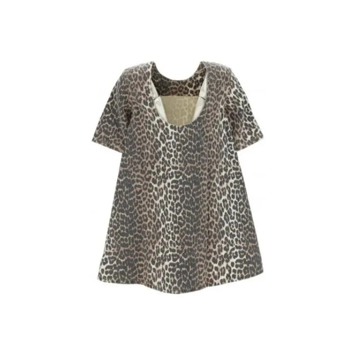 GANNI Leopard Printed Open Back Mini Dress