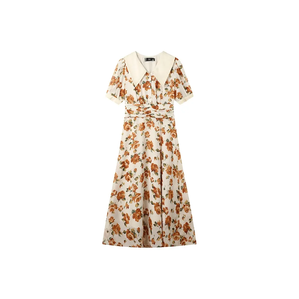 LOUISY AO Short-Sleeved Dresses Women's Apricot Base With Orange Blossom