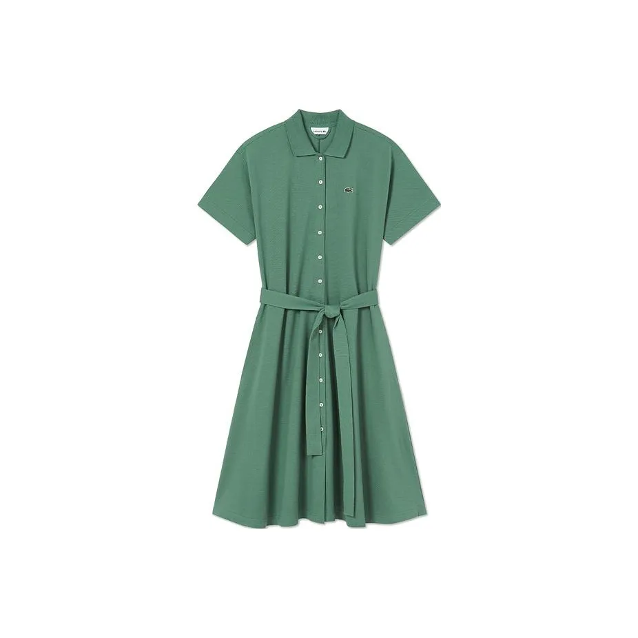 LACOSTE Short Sleeved Dress Women's Tree Green