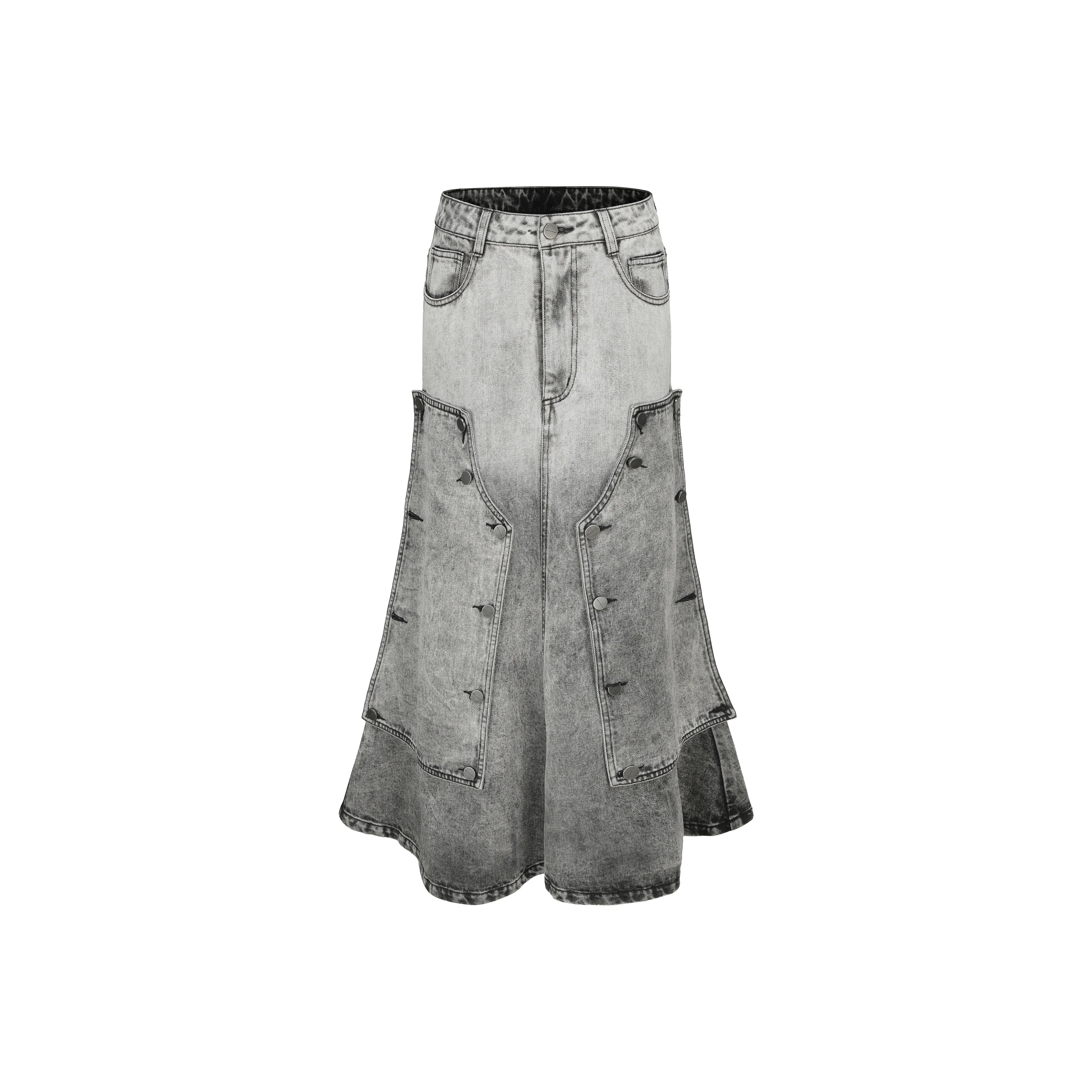 VANN VALRENCÉ Деним Длинная Юбка Женская Гора Каменный Серый