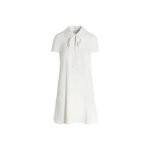 RED VALENTINO Белое Женское Короткое Платье с Рукавами
