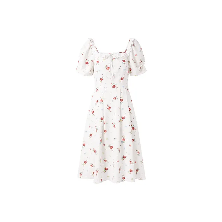 LEDIN Short Sleeved Dress Women's Red Print