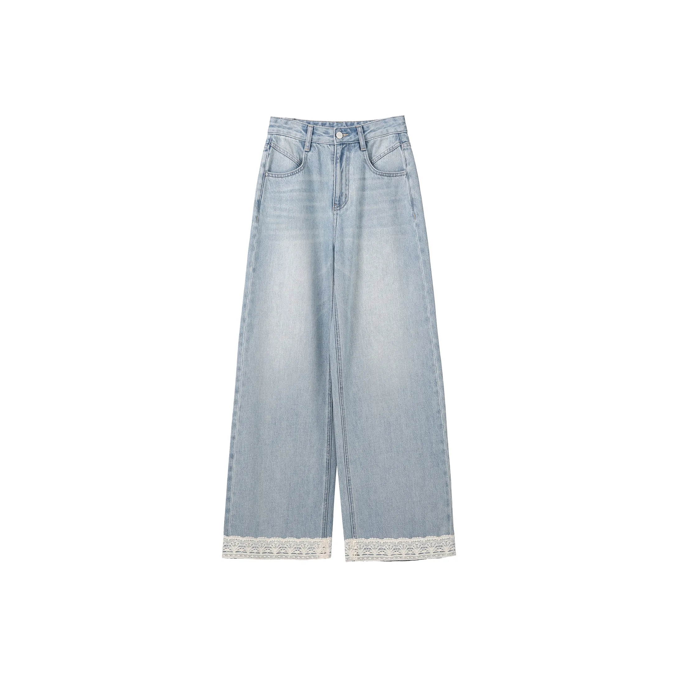 Fstudio Korean Style High Rise Straight Fit Casual Jeans Women's Sky Blue
