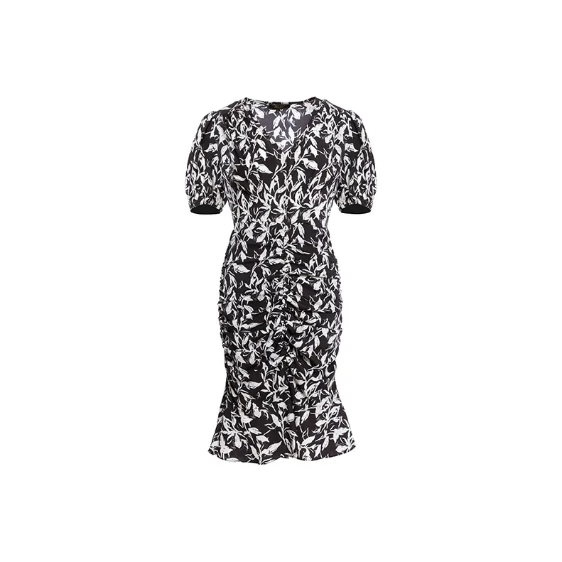 BESIONIA SS23 Short Sleeved Dress Women's Black White