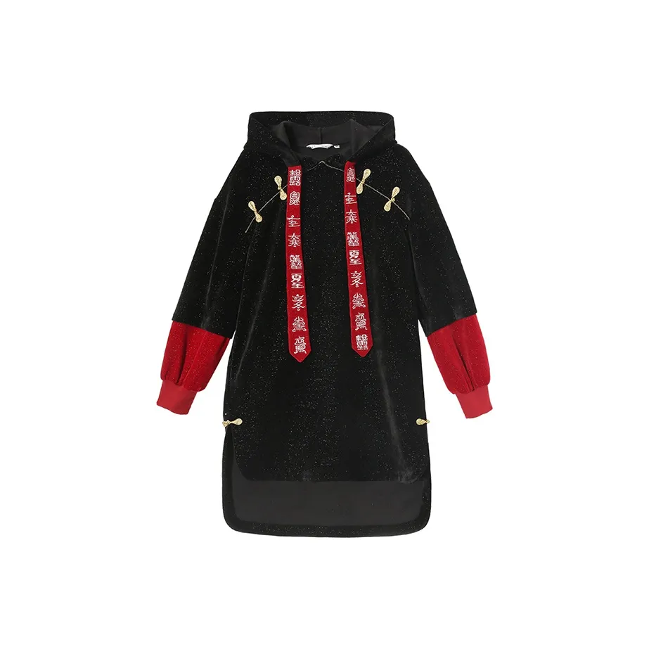 JK&JS Черное Женское Длинное Платье с Рукавами